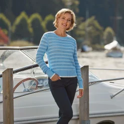 Ajourpullover mit feinem Streifenmuster für Damen