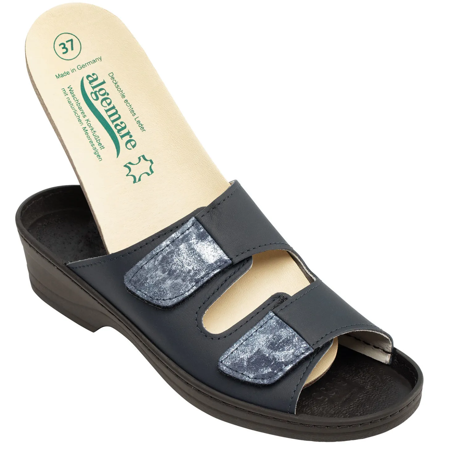 Algemare-Mule schwarz mit silbernen Details