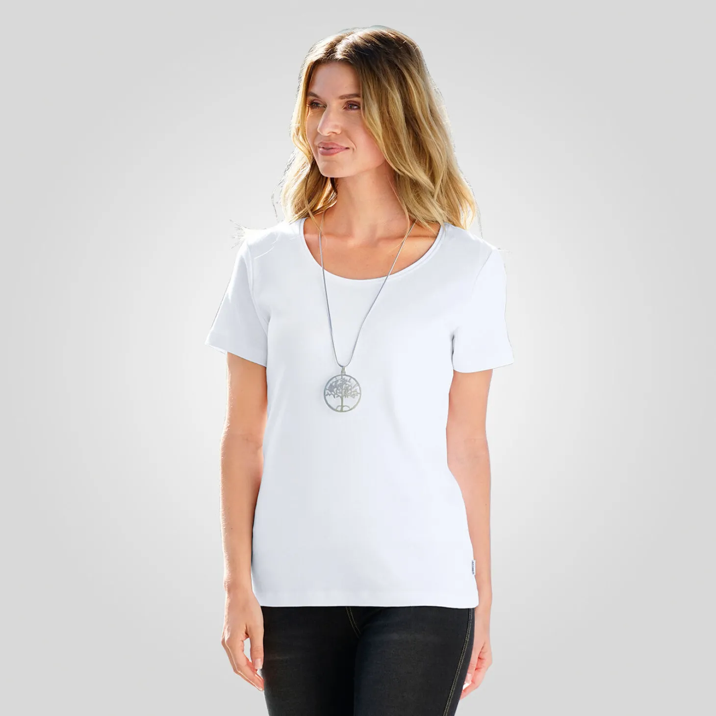 Angenehmes Rundhals Damen T-Shirt