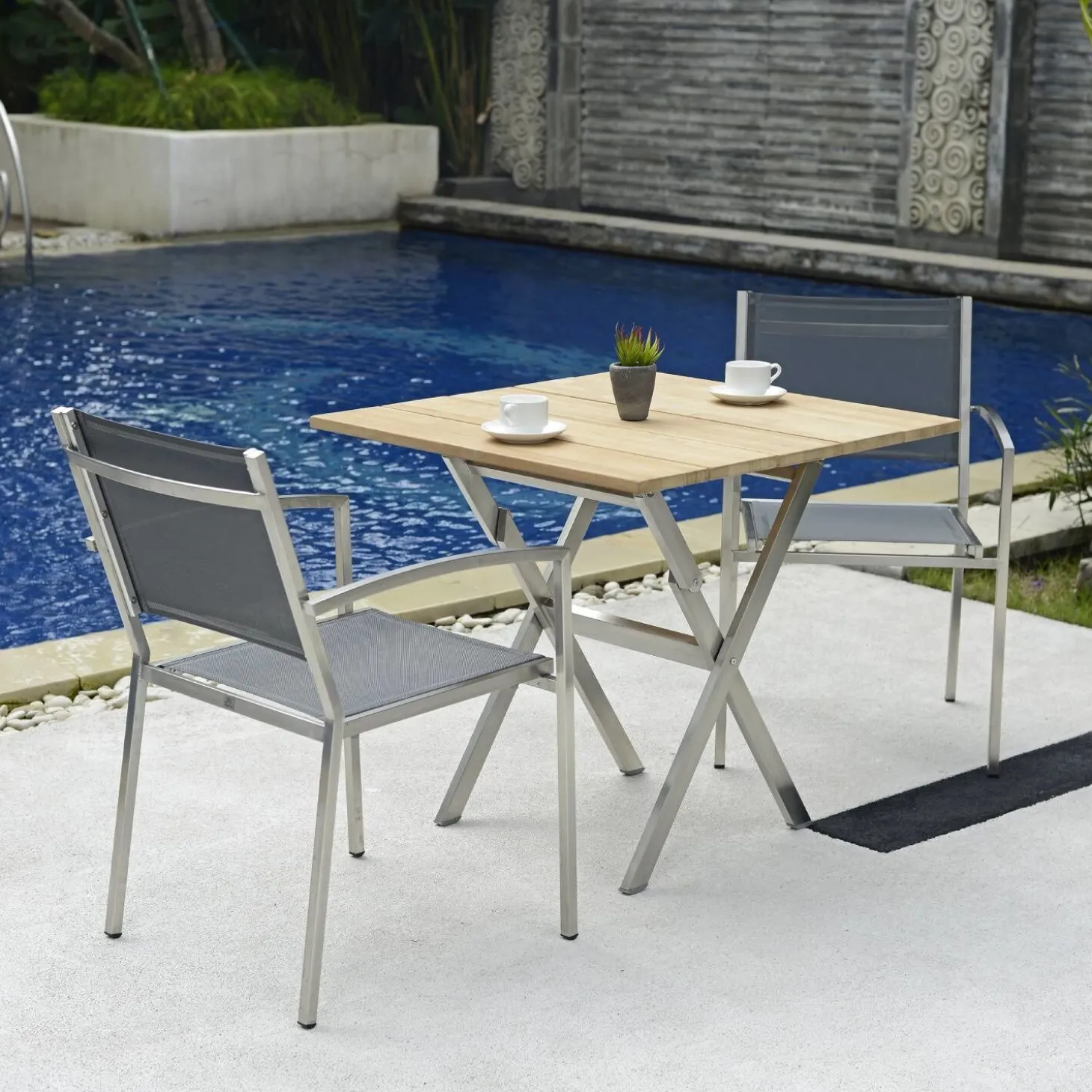 Balkon-Klapptisch Teak quadratisch