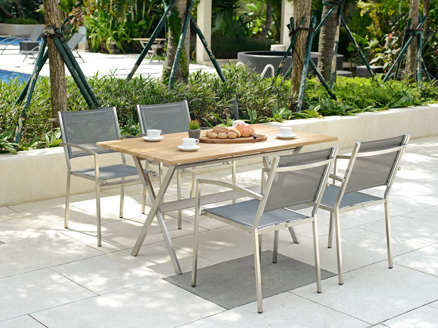 Balkon-Klapptisch Teak rechteckig