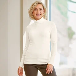 Basic Rollkragenpullover Damen uni
