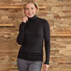 Basic Rollkragenpullover Damen uni