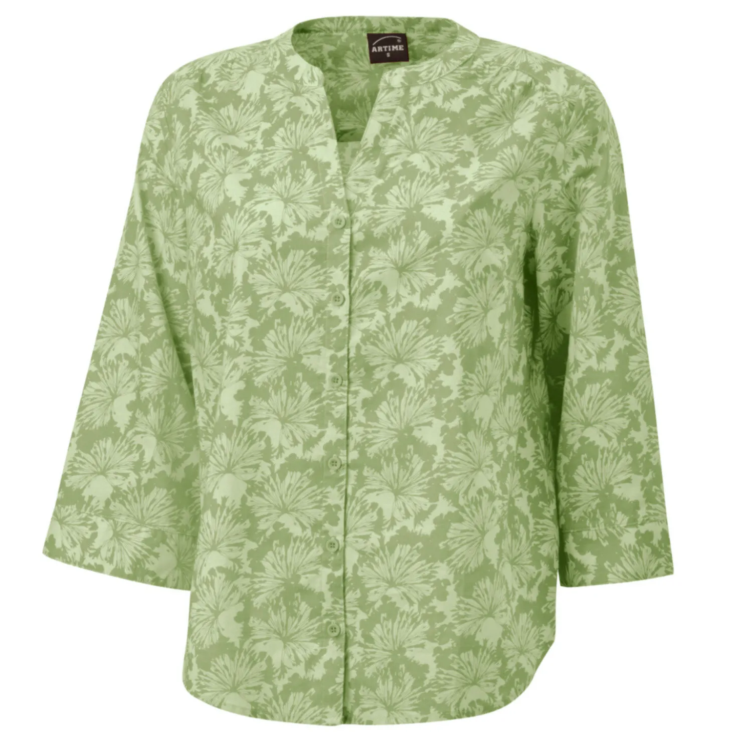 Baumwollbluse mit 3/4 Ärmeln und Allover-Print