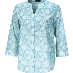 Baumwollbluse mit 3/4 Ärmeln und Allover-Print