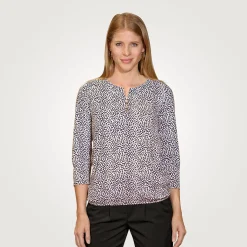Bedruckte Bluse mit Knopfverschluss und 3/4 Ärmeln