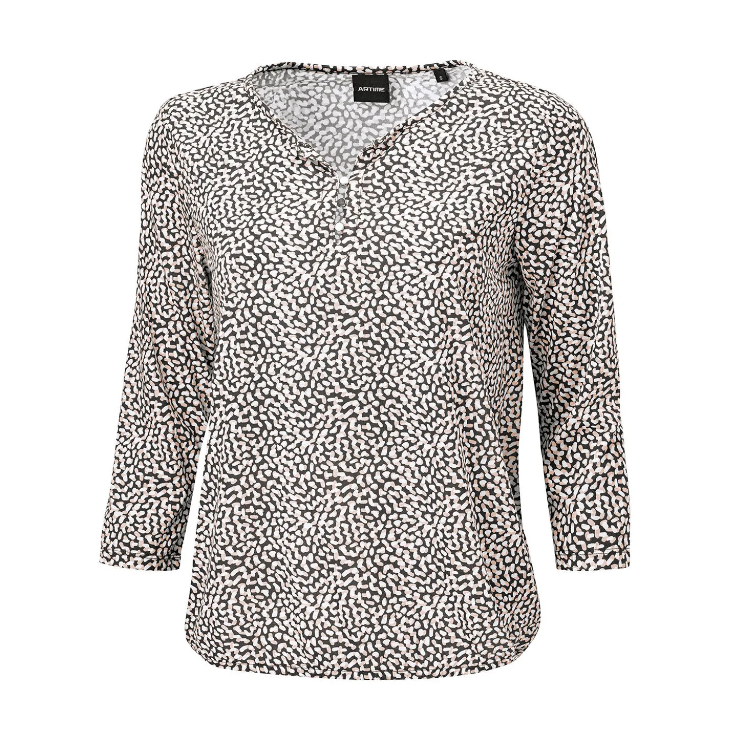 Bedruckte Bluse mit Knopfverschluss und 3/4 Ärmeln