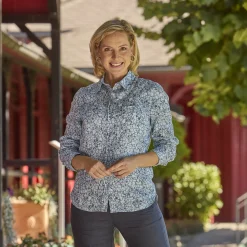 Bedruckte Damen Bluse mit Hemdkragen