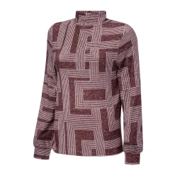 Bedrucktes Langarmshirt mit Stehkragen