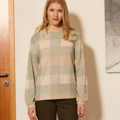 Bedrucktes Langarmshirt mit Karomuster