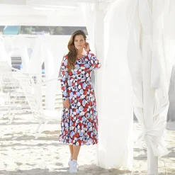 Bedrucktes Midi Kleid mit Rundhalsausschnitt