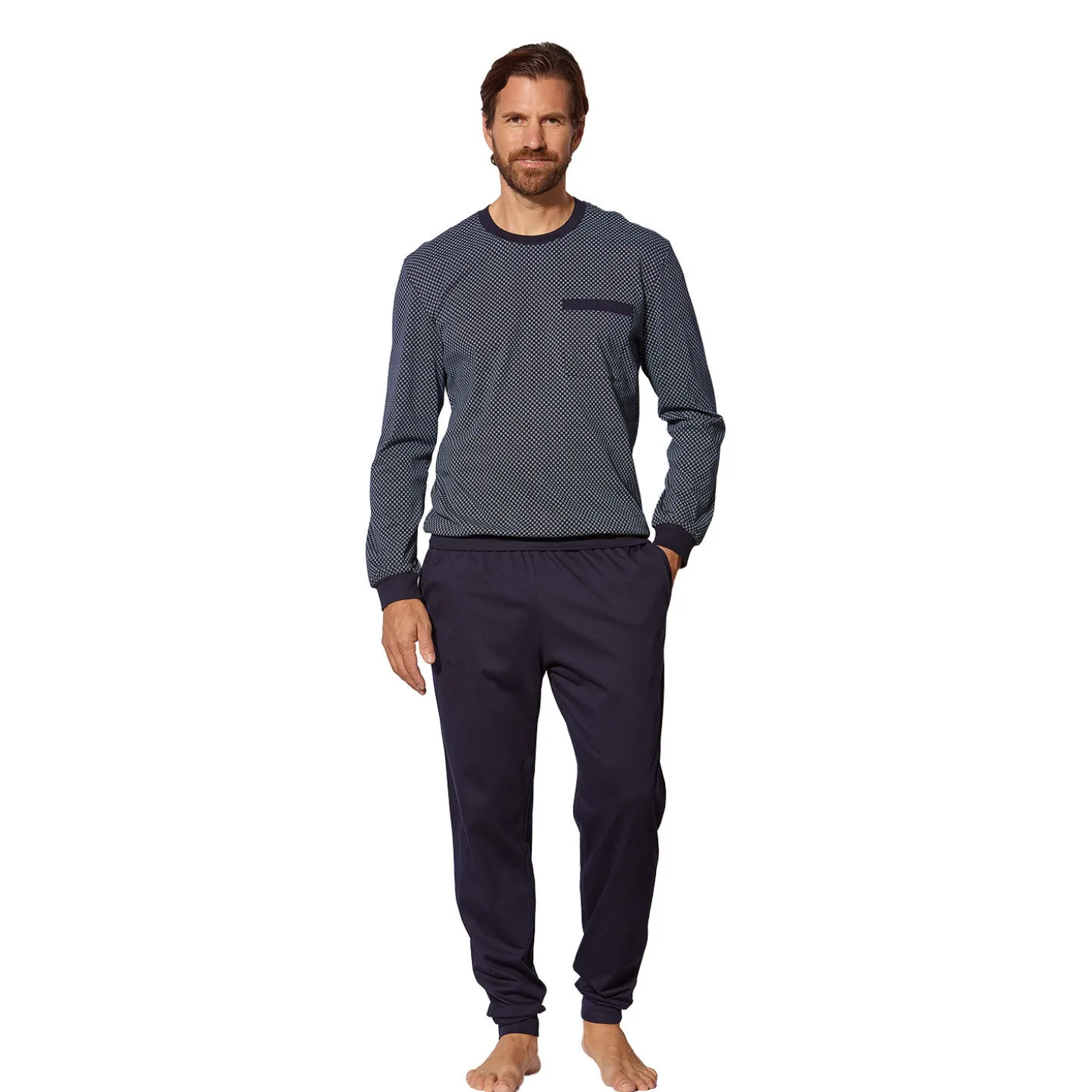 Bedrucktes Pyjama Shirt mit Bündchenabschluss