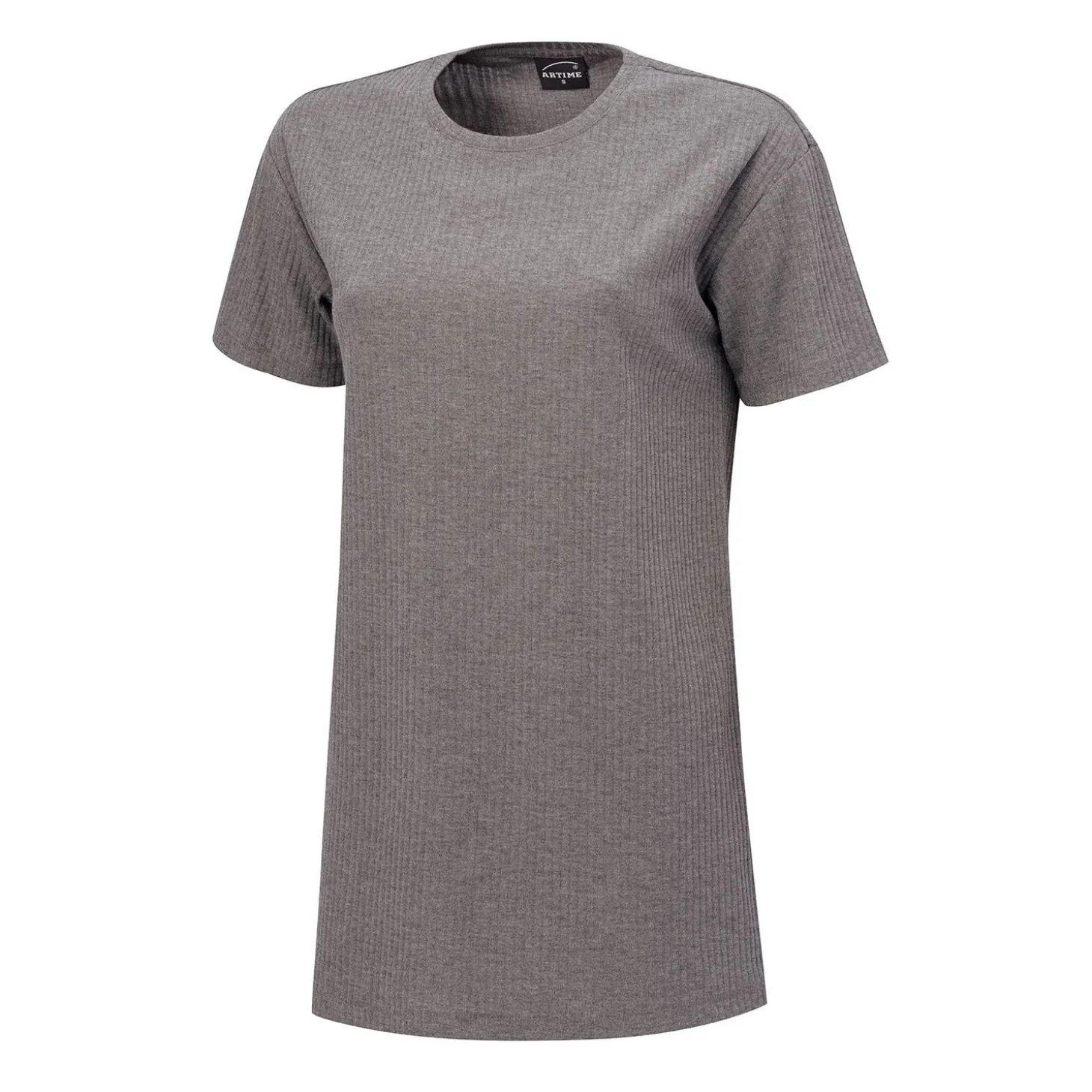 Bequemes T-Shirt mit Rundhalsausschnitt und Rippmuster