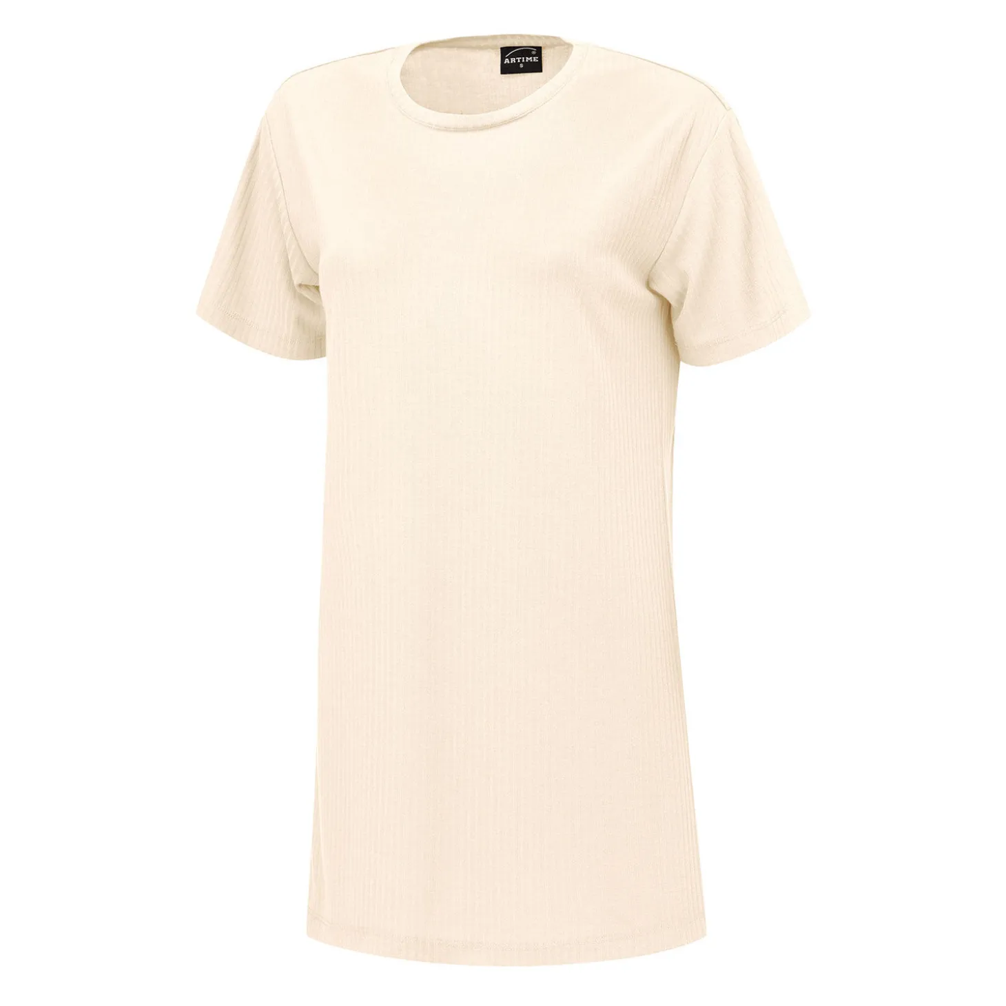Bequemes T-Shirt mit Rundhalsausschnitt und Rippmuster