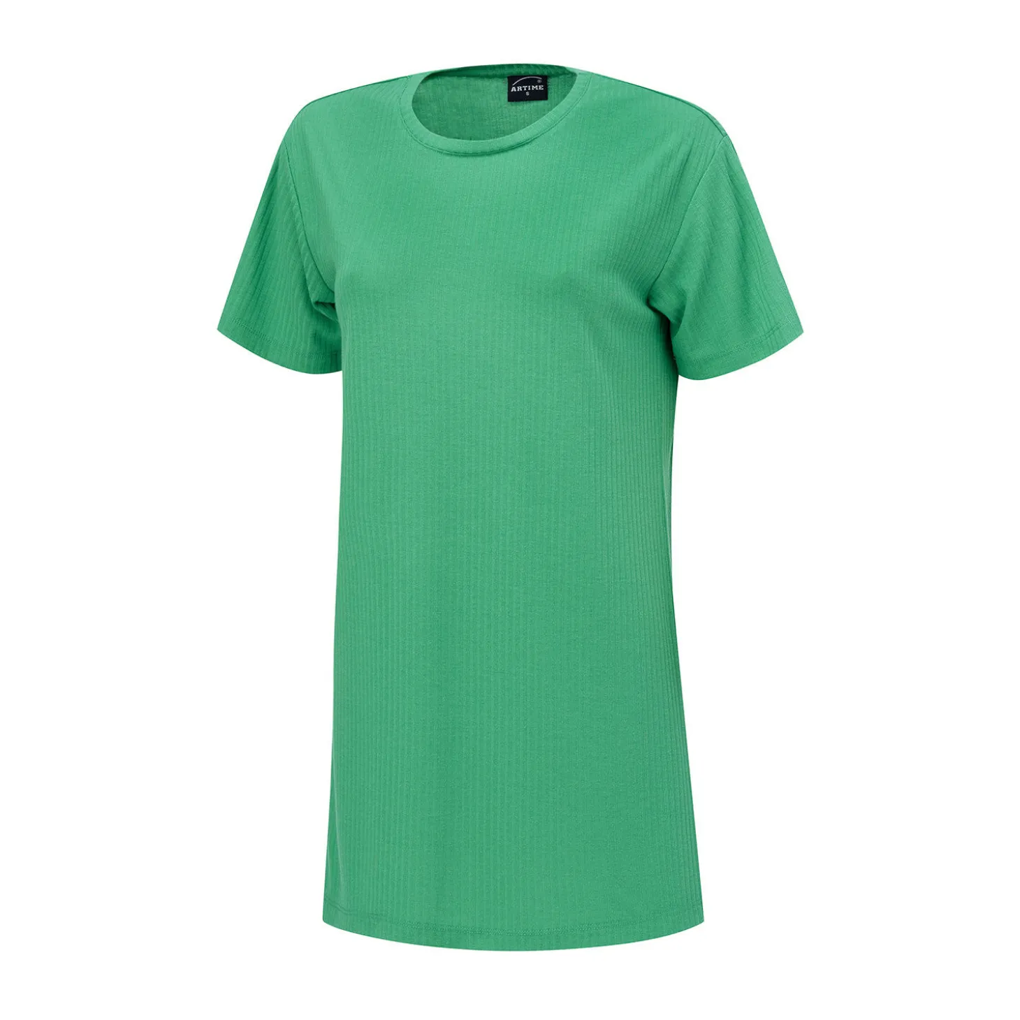 Bequemes T-Shirt mit Rundhalsausschnitt und Rippmuster