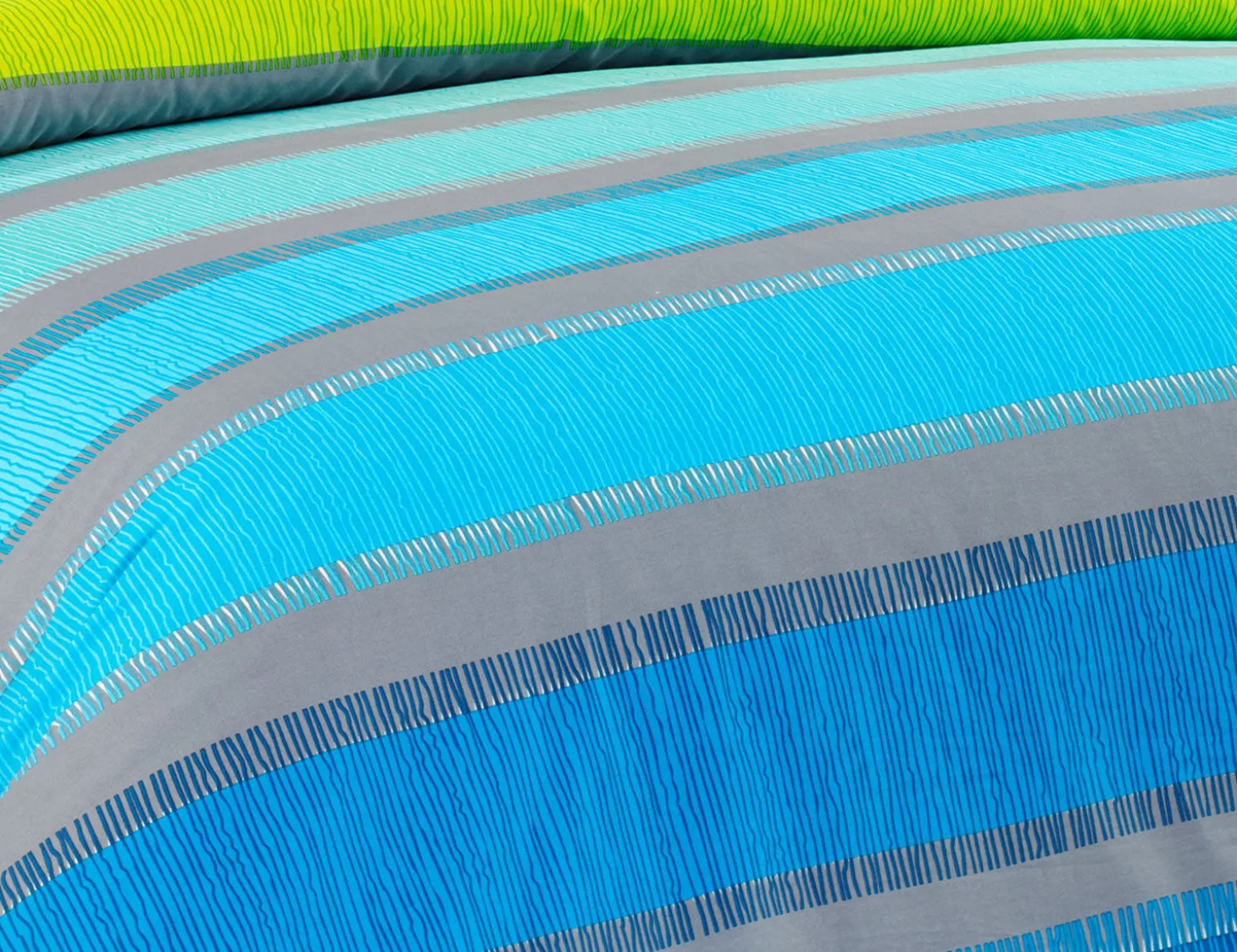 Bettwäsche gestreift grau-blau-grün