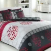 Bettwäsche grau-rot-weiss gemustert