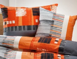 Bettwäsche in orange mit Streifen und Strichmuster