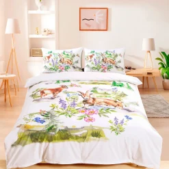 Bettwäsche mit Alpenziegen und Blumenmotiv