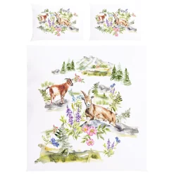 Bettwäsche mit Alpenziegen und Blumenmotiv