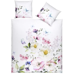Bettwäsche mit Blumen- und Schmetterlingsmotiv