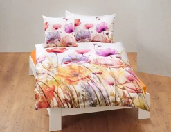 Bettwäsche mit farbigem Mohnblumenmuster