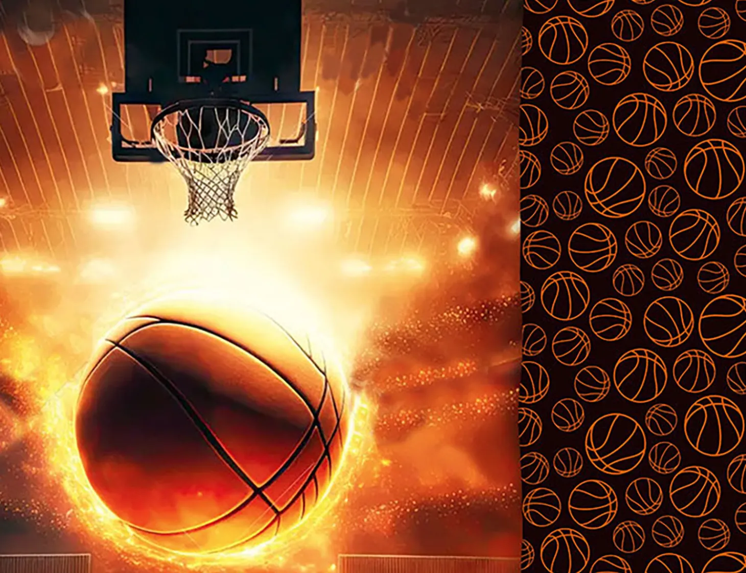 Bettwäsche mit glühendem Basketball
