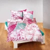 Bettwäsche mit grossem Blüten und Blätter Print