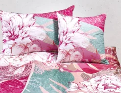 Bettwäsche mit grossem Blüten und Blätter Print