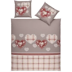 Bettwäsche mit Herzen und Karomuster im Landhausstil