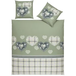 Bettwäsche mit Herzen und Karomuster im Landhausstil