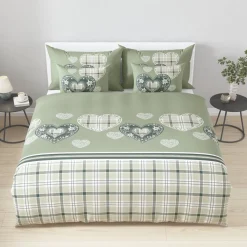 Bettwäsche mit Herzen und Karomuster im Landhausstil