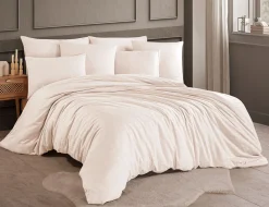 Bettwäsche mit kariertem Muster aus Damast