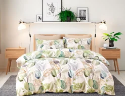 Bettwäsche mit kunstvollem Blumen- Blätterprint