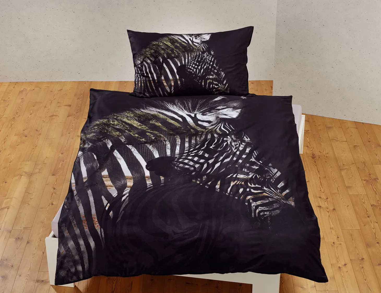 Bettwäsche mit kunstvollem Zebra