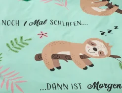 Bettwäsche mit lächelndem Faultier auf einem Ast