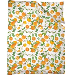 Bettwäsche mit Orangen und Blütenmotiv