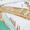 Bettwäsche mit Schellen-Ursli auf der Holzbrücke