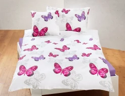 Bettwäsche mit Schmetterlingen pink-lila