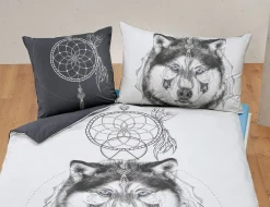 Bettwäsche mit Wolf und Traumfänger