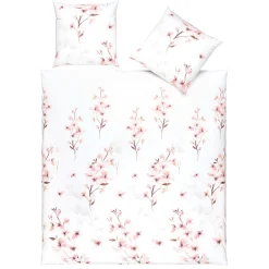 Bettwäsche mit zarten Kirschblüten in Rosa