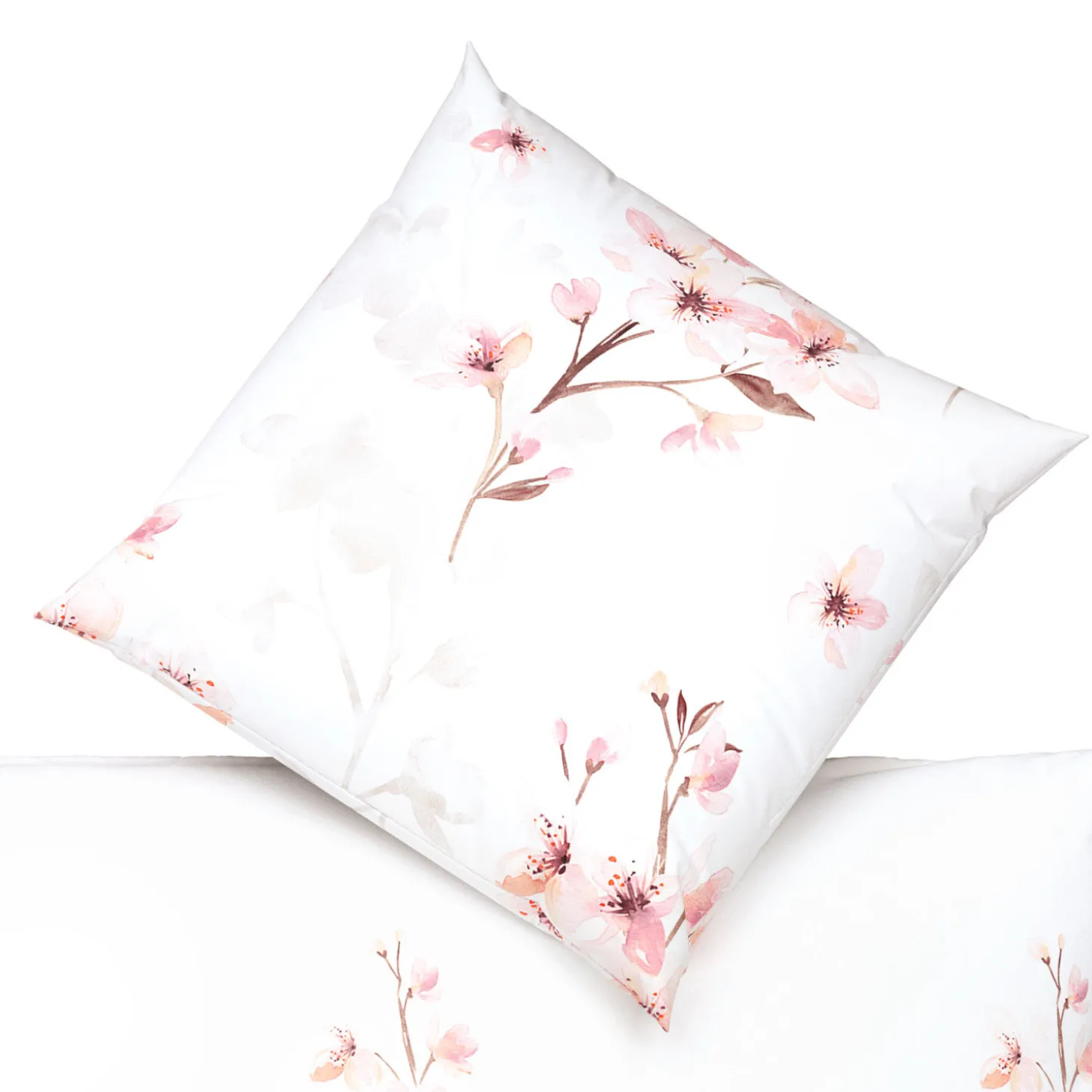 Bettwäsche mit zarten Kirschblüten in Rosa