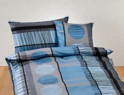 Bettwäsche schwarz-braun-grau mit Streifen und Kreisen