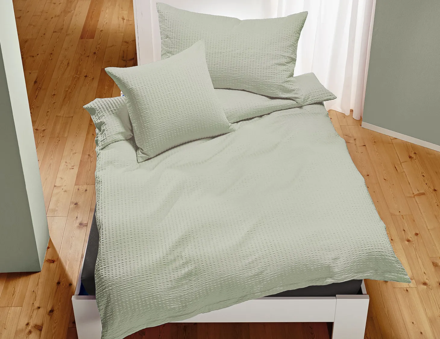 Bettwäsche Uni Satin-Seersucker