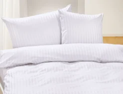 Bio-Satin-Bettwäsche uni gestreift