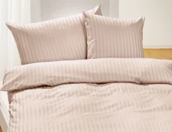 Bio-Satin-Bettwäsche uni gestreift