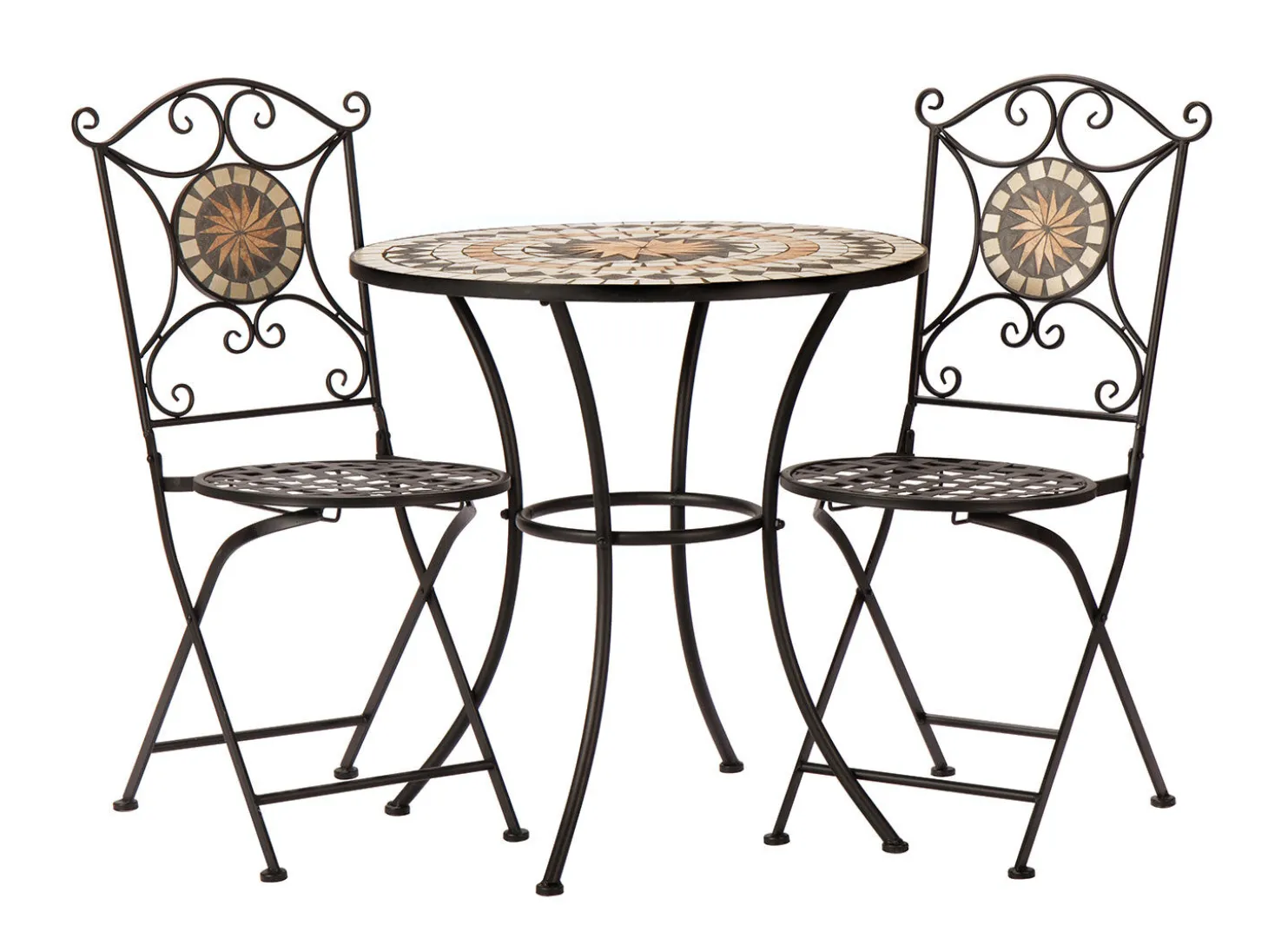 Bistro-Set Mosaik 3-teilig schwarz