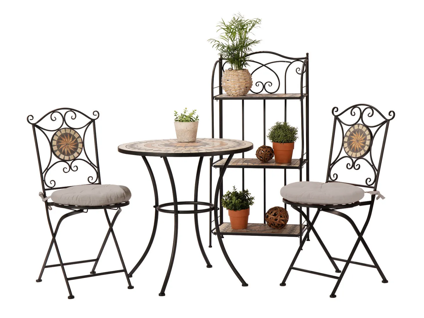 Bistro-Set Mosaik 3-teilig schwarz