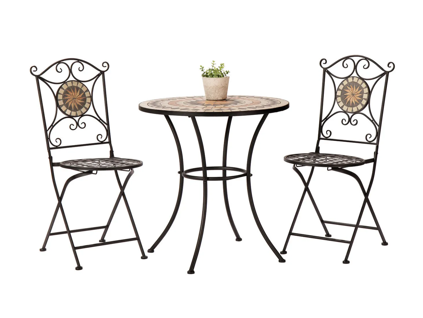 Bistro-Set Mosaik 3-teilig schwarz