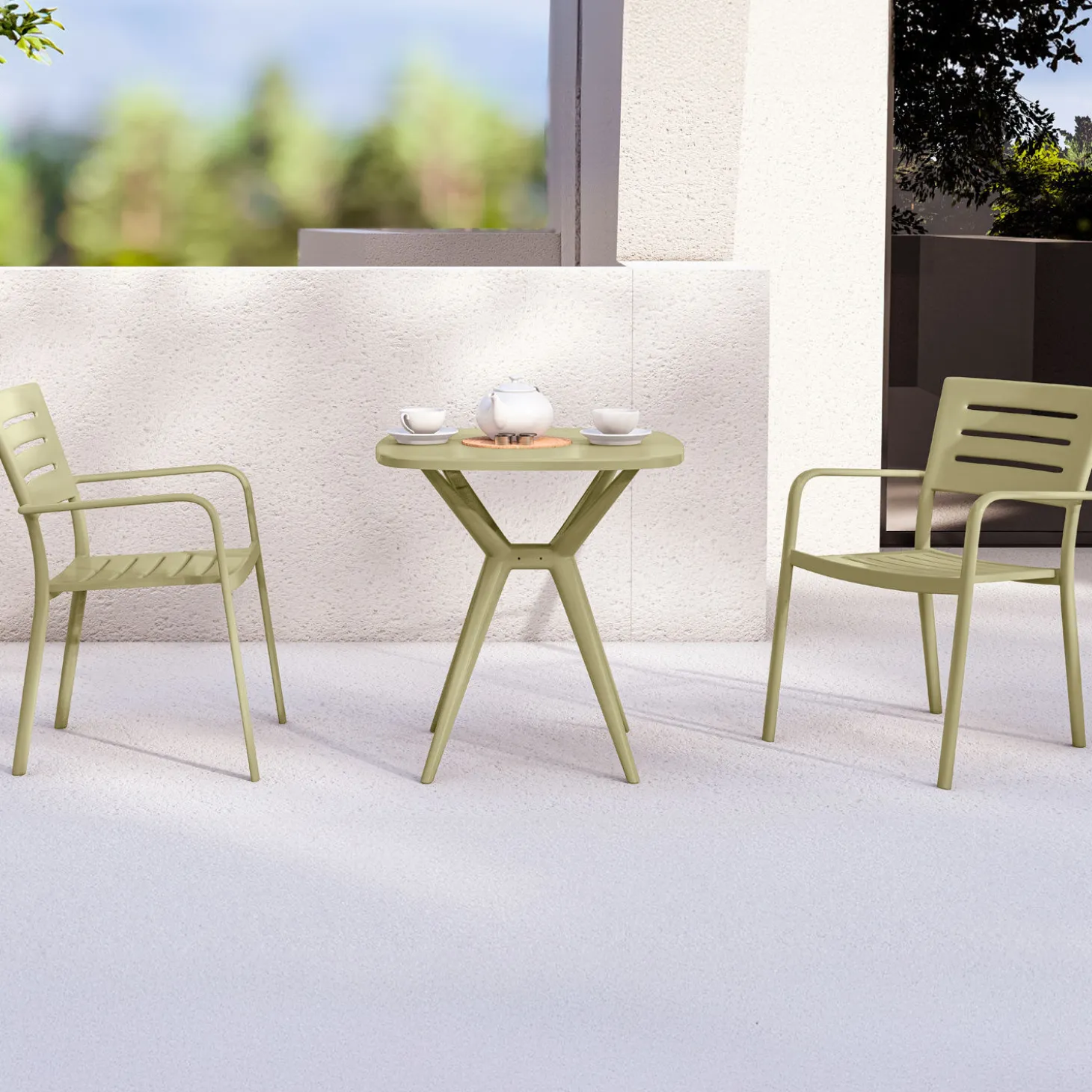 Bistro-Set Orla, aus recyceltem Kunststoff